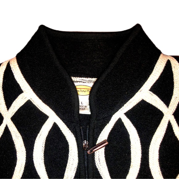 Talbots L Decorative Embroidered Stitched Sweater Full Zip - Picture 4 of 6